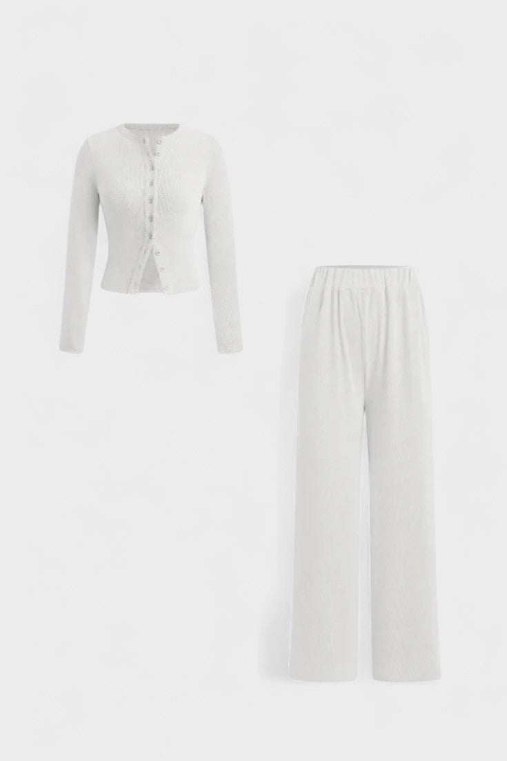 Tia, Cardigan & Wide-Leg Trousers Set