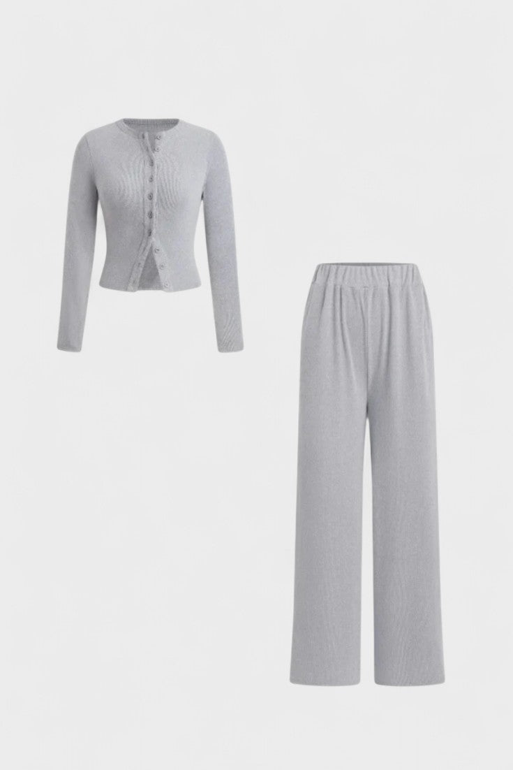 Tia, Cardigan & Wide-Leg Trousers Set