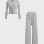 Tia, Cardigan & Wide-Leg Trousers Set