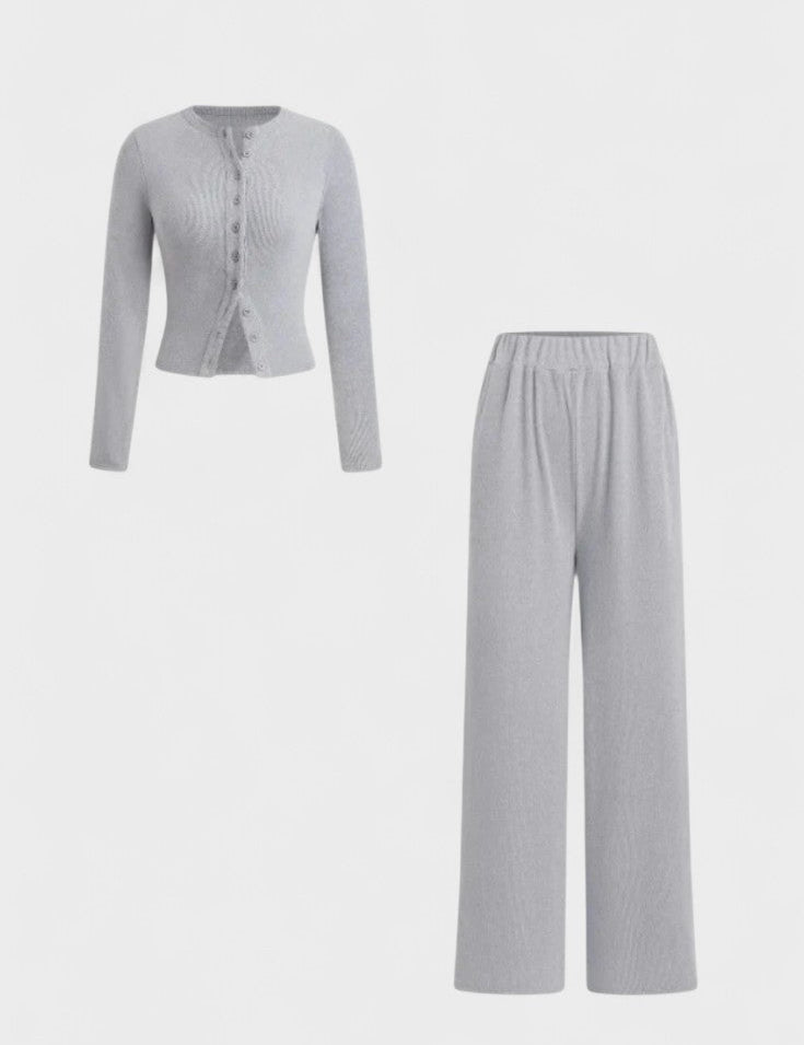 Tia, Cardigan & Wide-Leg Trousers Set
