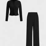 Tia, Cardigan & Wide-Leg Trousers Set