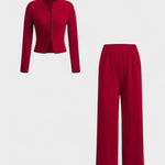 Tia, Cardigan & Wide-Leg Trousers Set