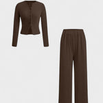 Tia, Cardigan & Wide-Leg Trousers Set