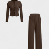 Tia, Cardigan & Wide-Leg Trousers Set