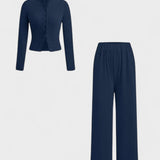 Tia, Cardigan & Wide-Leg Trousers Set