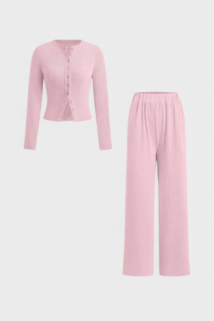 Tia, Cardigan & Wide-Leg Trousers Set