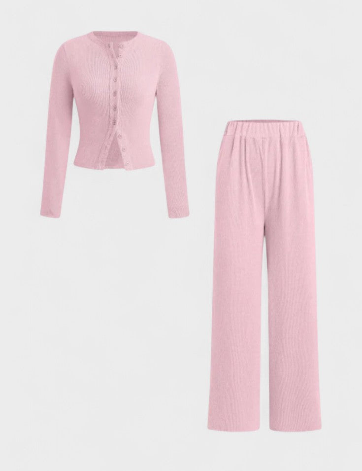 Tia, Cardigan & Wide-Leg Trousers Set