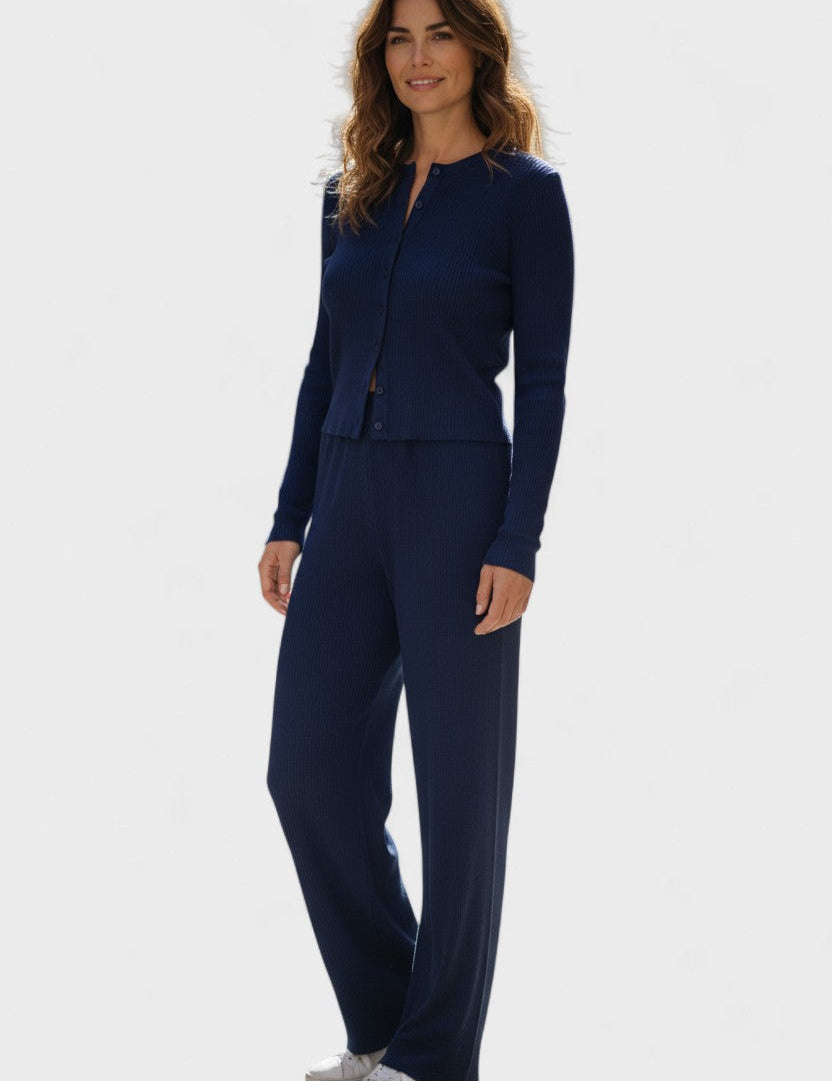 Tia, Cardigan & Wide-Leg Trousers Set