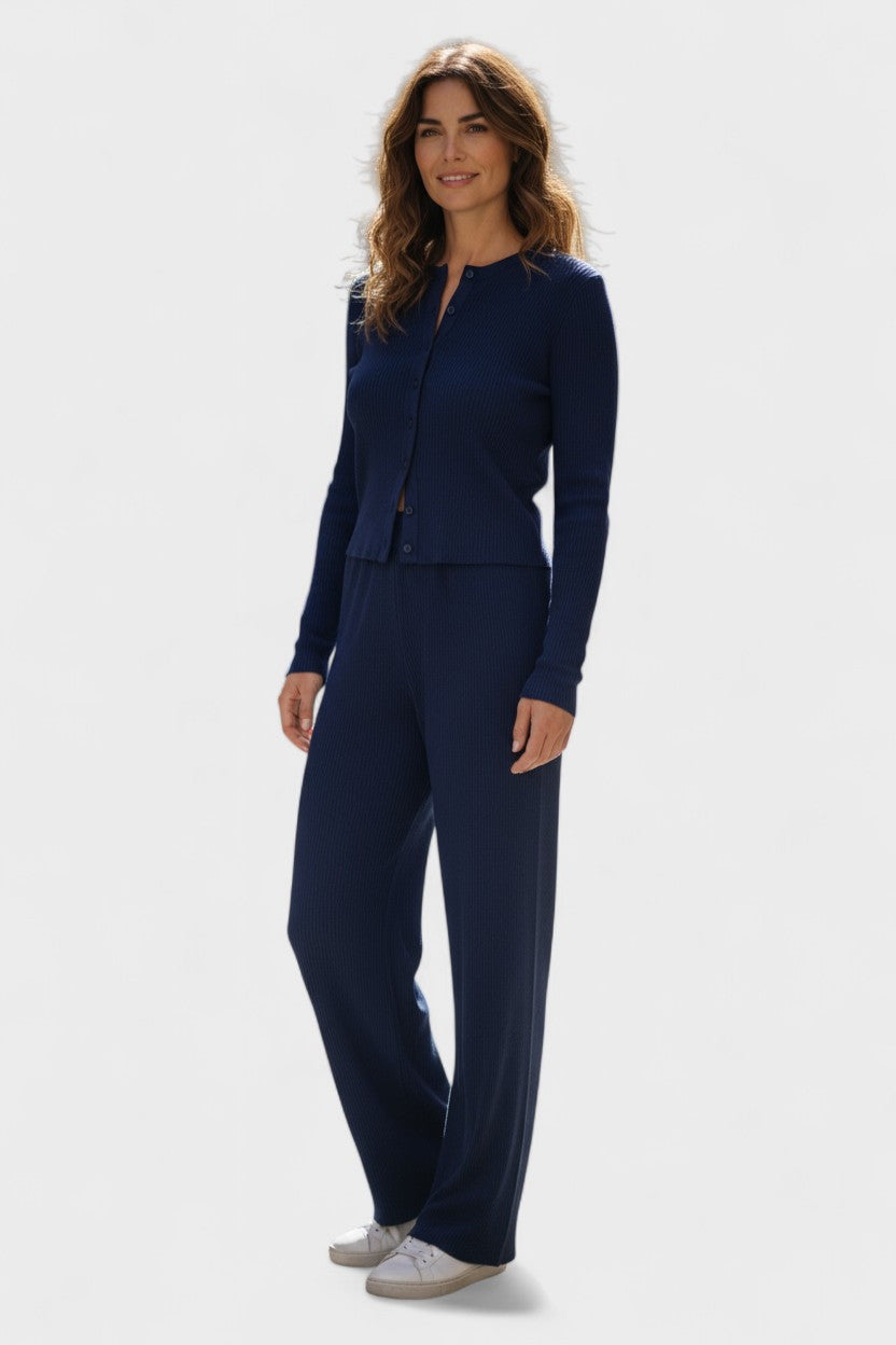 Tia, Cardigan & Wide-Leg Trousers Set