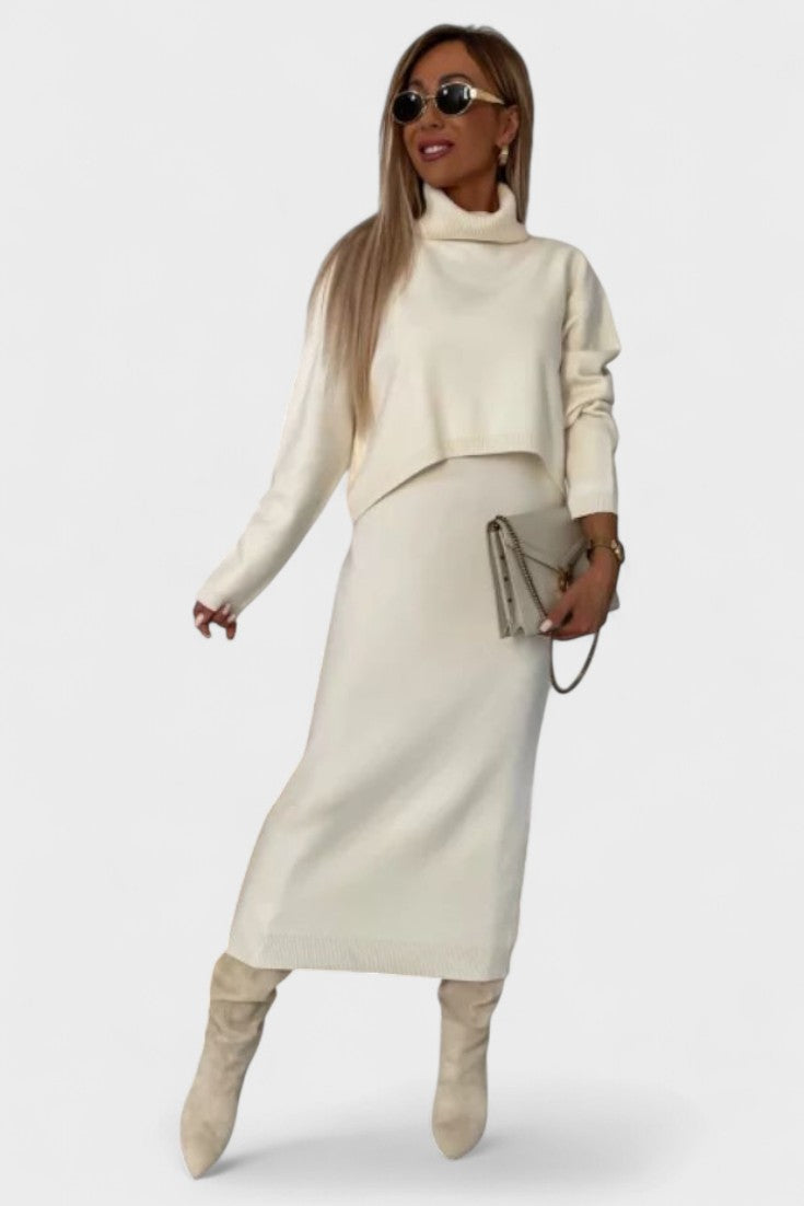 Tilly, Roll-Neck Knitted Jumper & Maxi Skirt Set