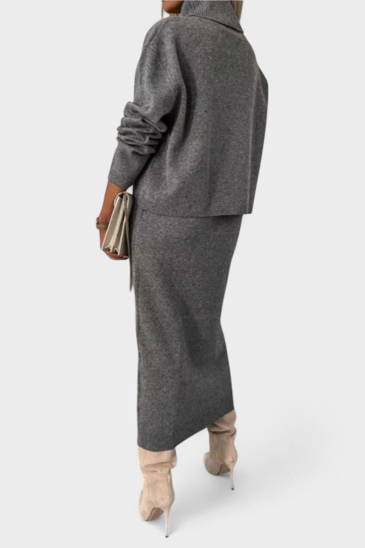 Tilly, Roll-Neck Knitted Jumper & Maxi Skirt Set