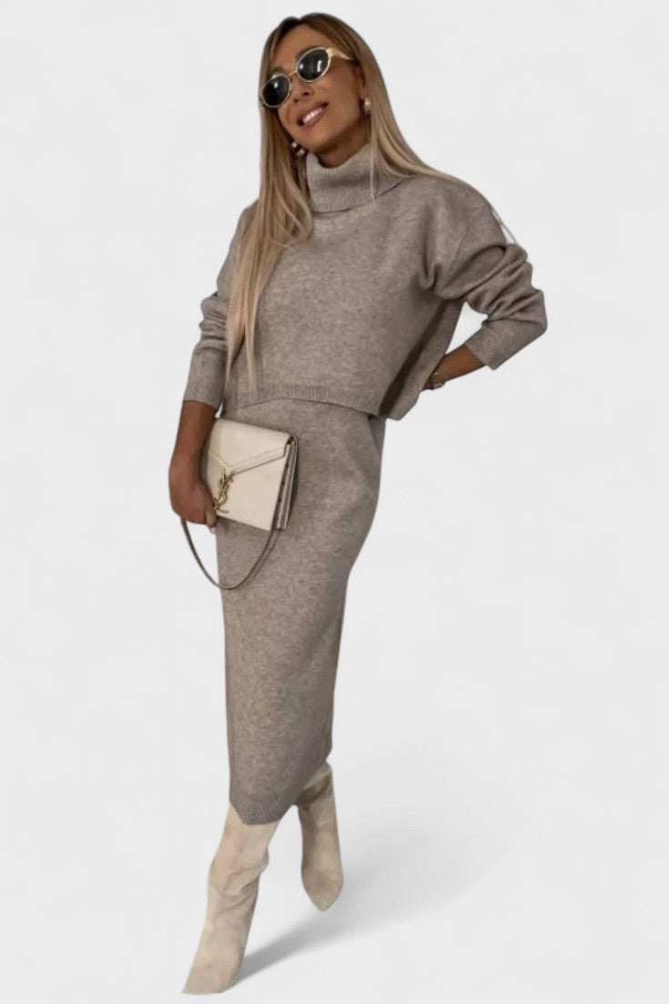 Tilly, Roll-Neck Knitted Jumper & Maxi Skirt Set