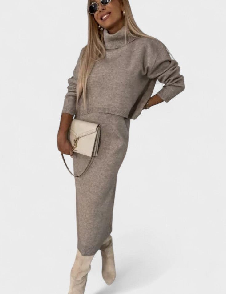 Tilly, Roll-Neck Knitted Jumper & Maxi Skirt Set