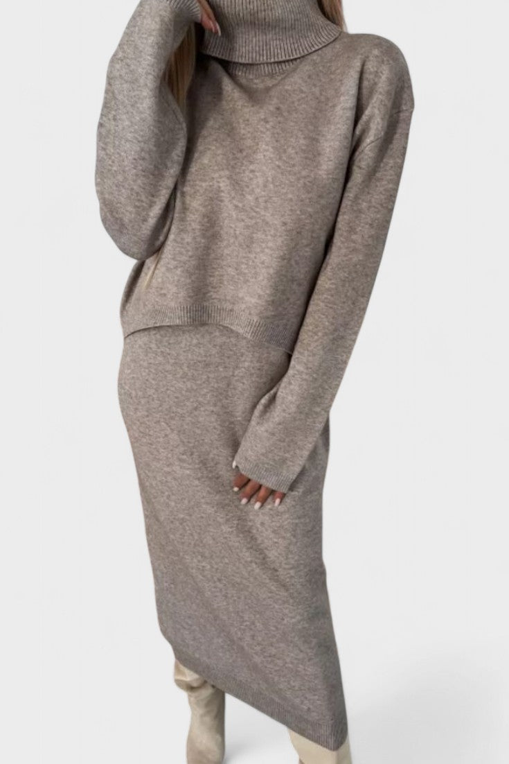 Tilly, Roll-Neck Knitted Jumper & Maxi Skirt Set