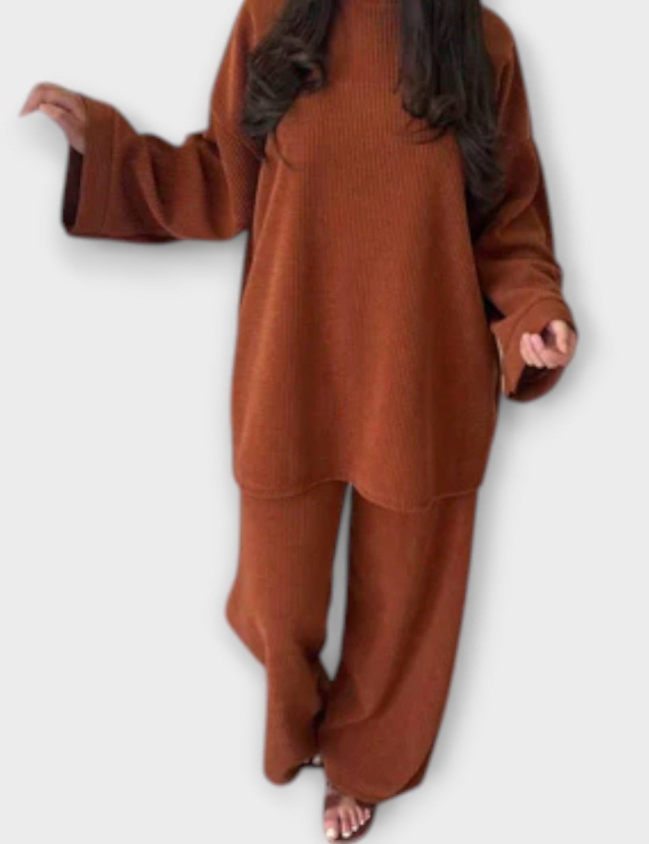 Trina, Oversized Long-Sleeve Top & Wide-Leg Trousers Set