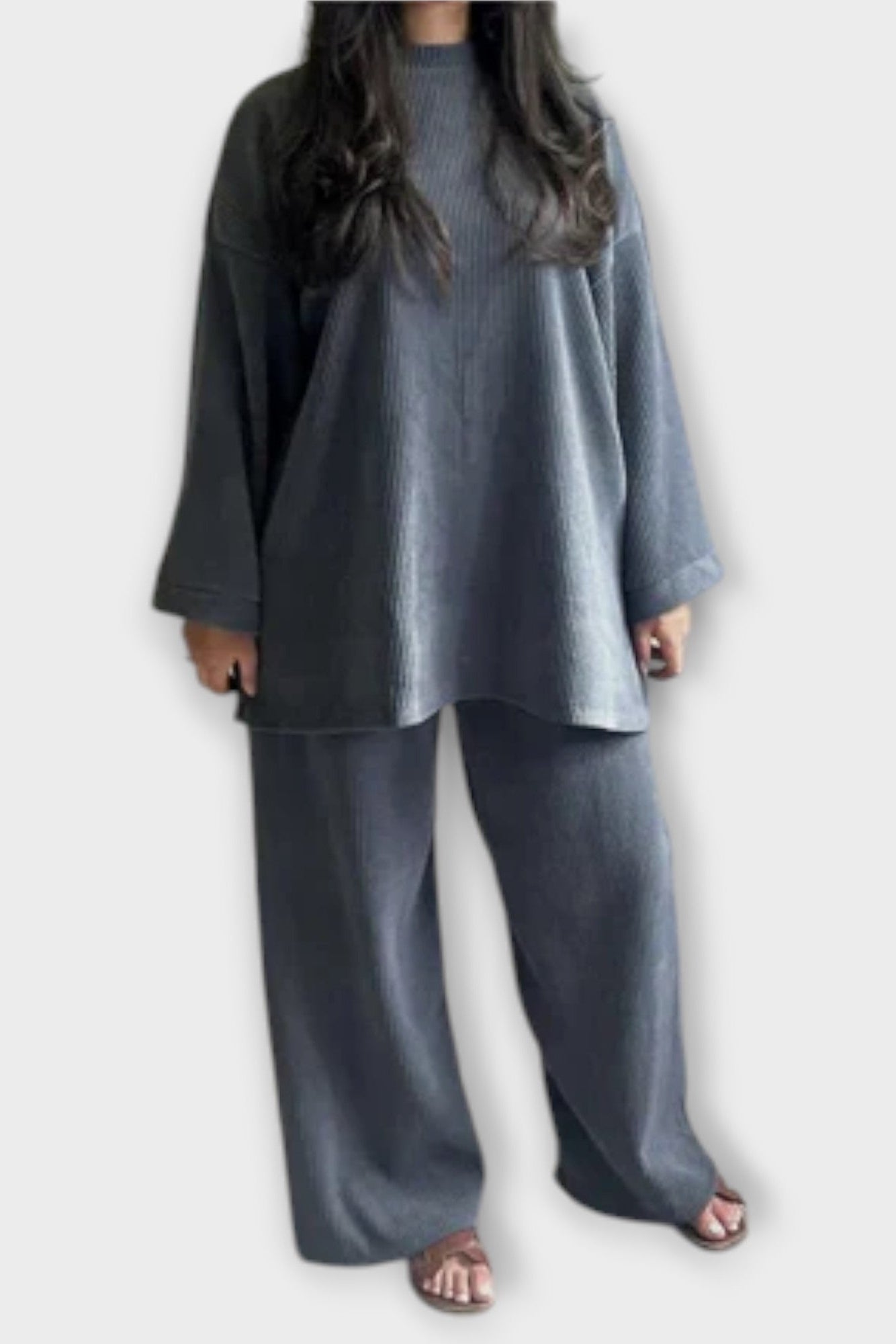 Trina, Oversized Long-Sleeve Top & Wide-Leg Trousers Set