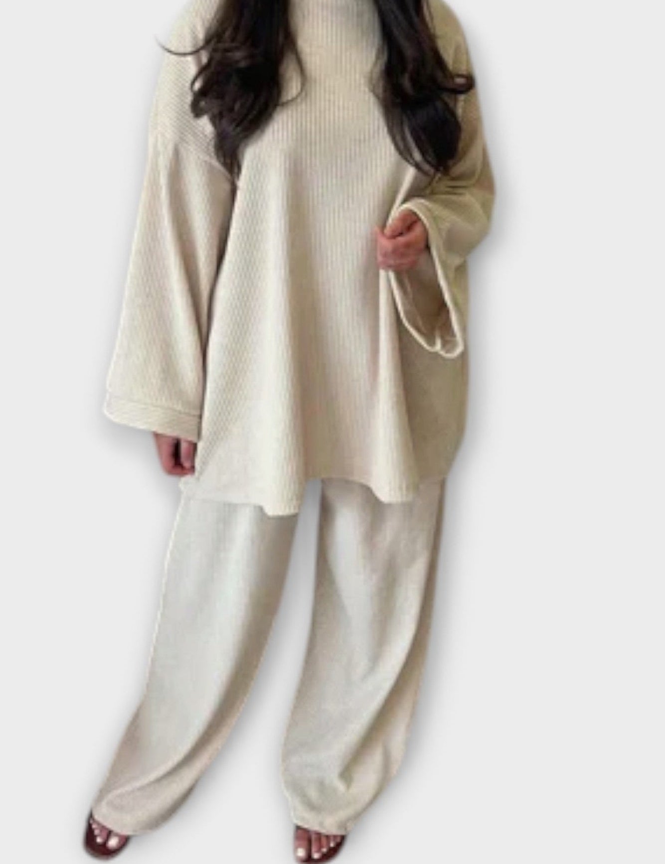 Trina, Oversized Long-Sleeve Top & Wide-Leg Trousers Set