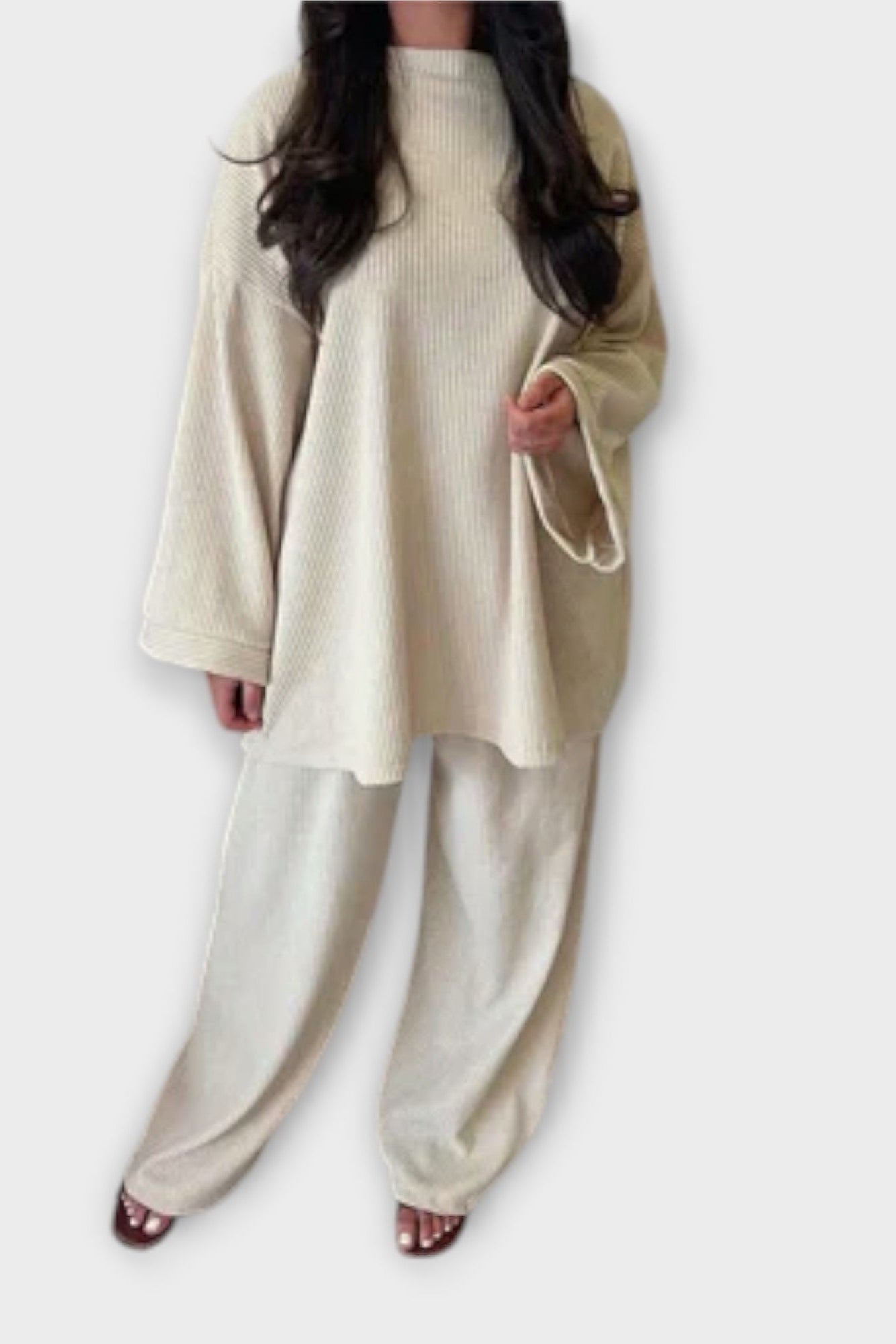 Trina, Oversized Long-Sleeve Top & Wide-Leg Trousers Set