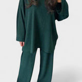 Trina, Oversized Long-Sleeve Top & Wide-Leg Trousers Set