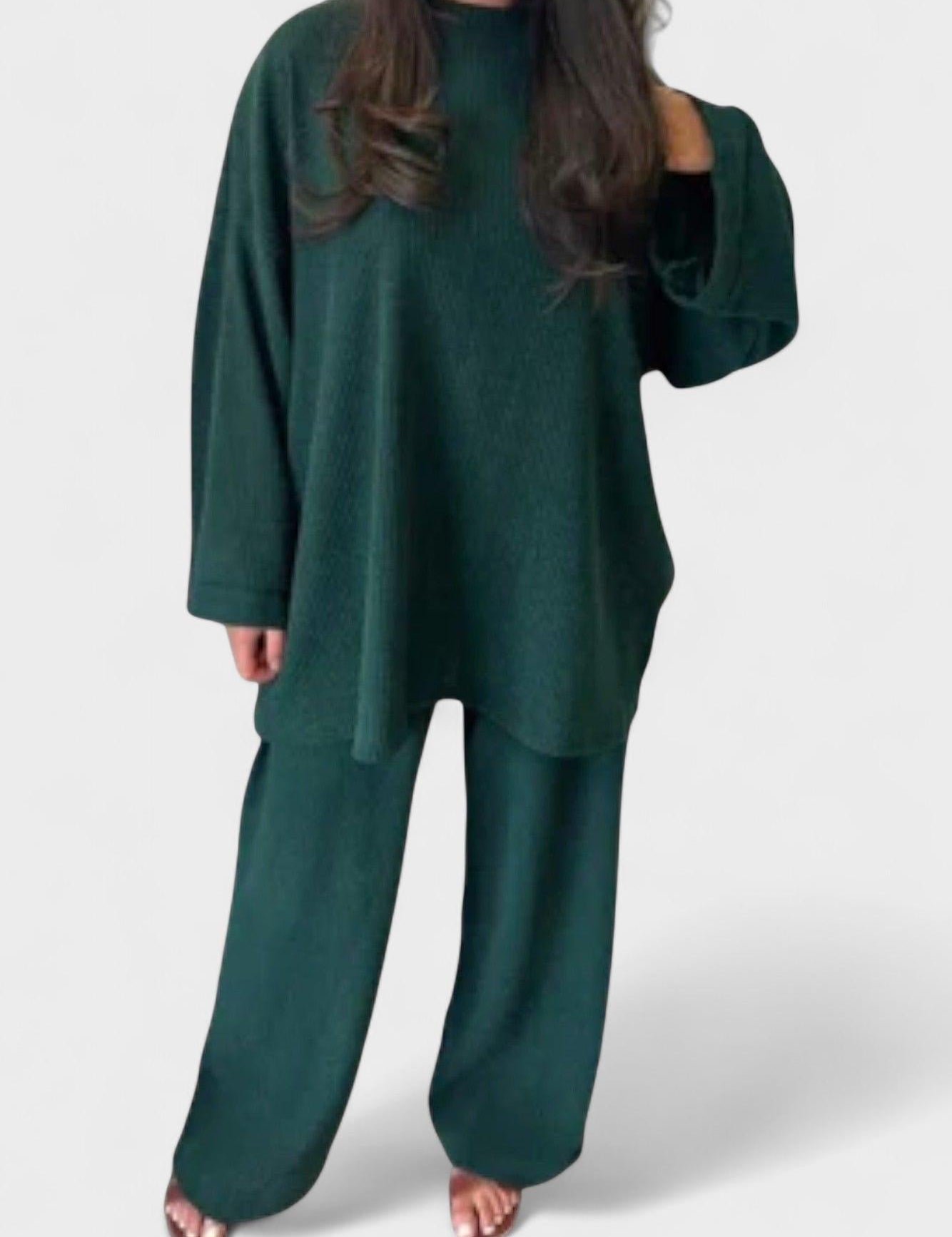 Trina, Oversized Long-Sleeve Top & Wide-Leg Trousers Set