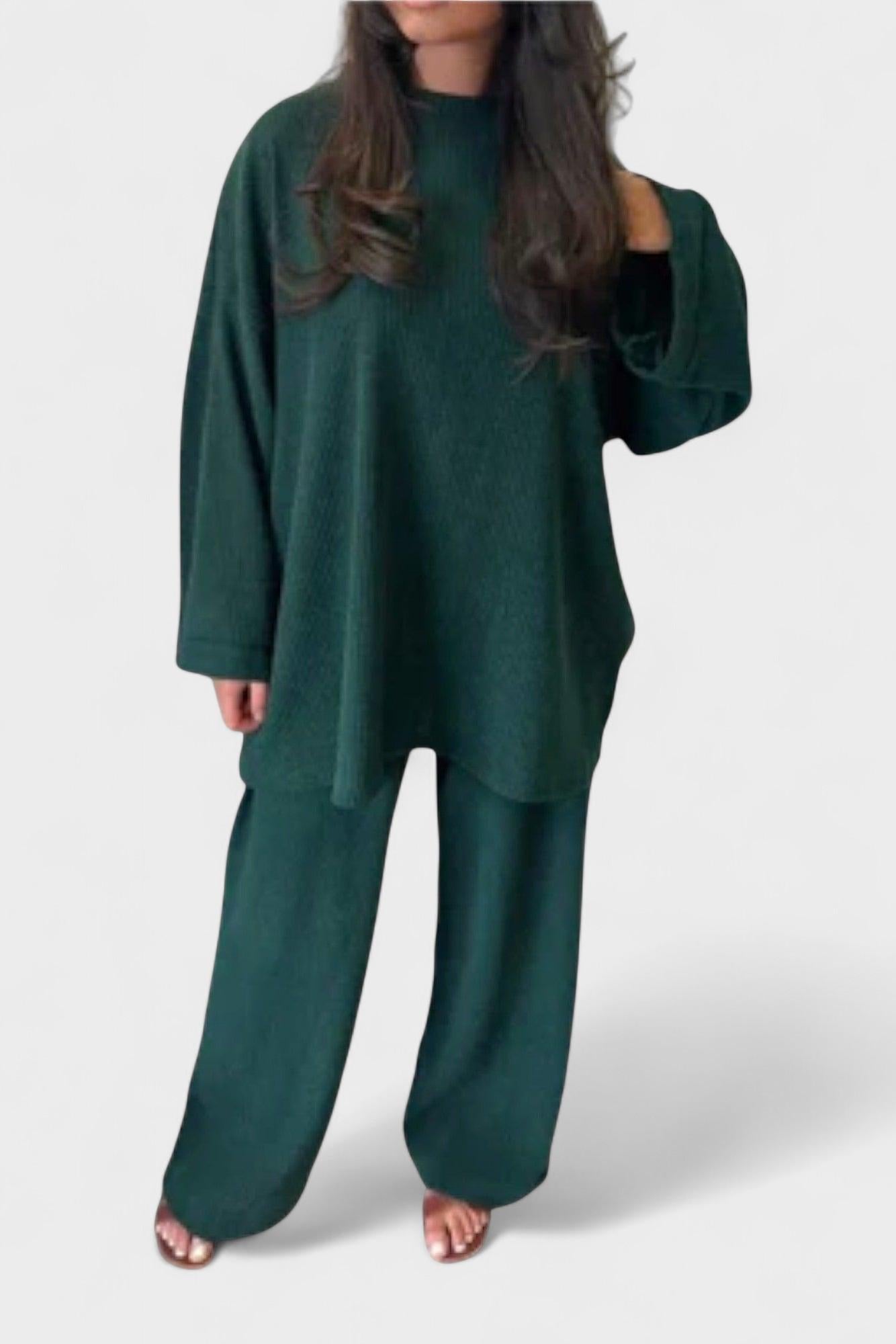 Trina, Oversized Long-Sleeve Top & Wide-Leg Trousers Set