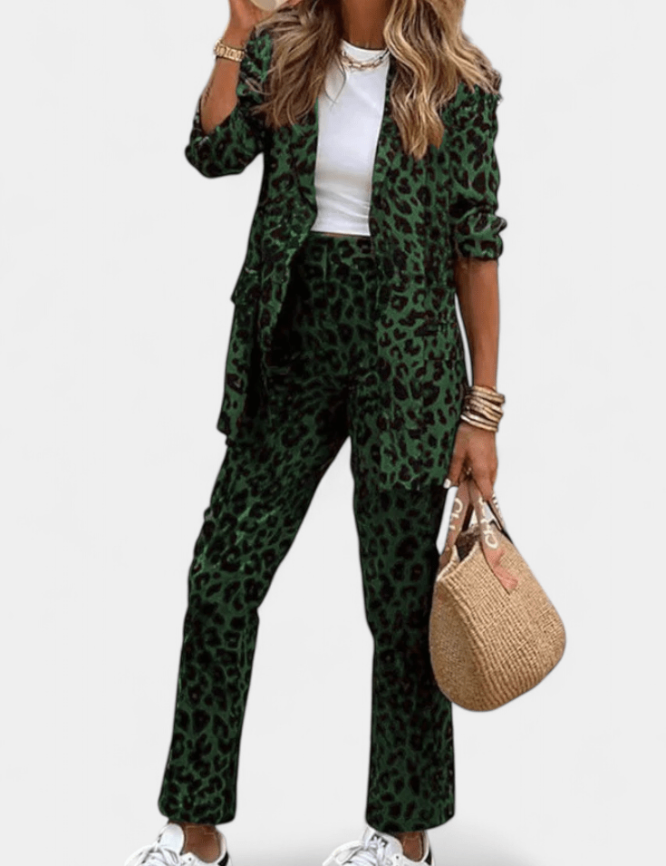 Trina, Leopard-Print Shirt & Trousers Set