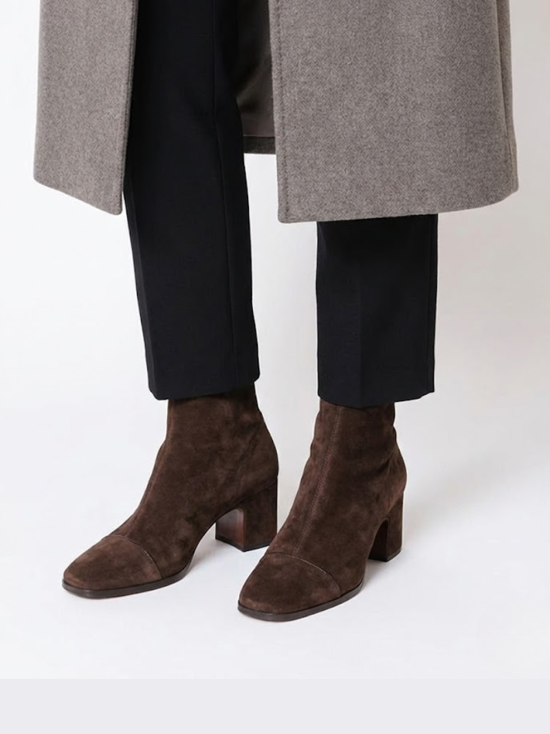 Alma, Suede Heeled Ankle Boots