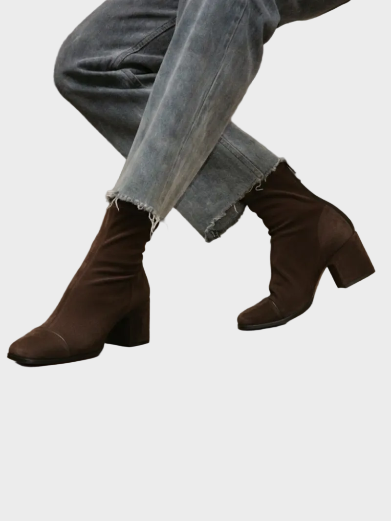Alma, Suede Heeled Ankle Boots