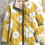 Wanda Yellow Quilted Jacket with Daisies - view 2