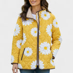 Wanda Yellow Quilted Jacket with Daisies