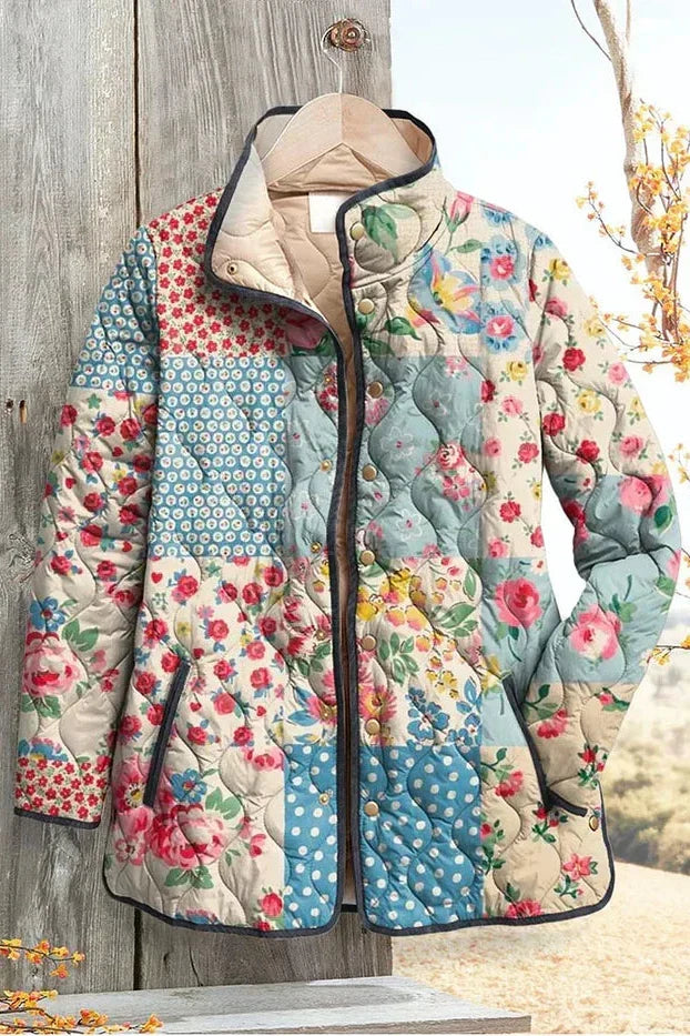Viola Quilted Patchwork Jacket with Floral Patterns - view 2