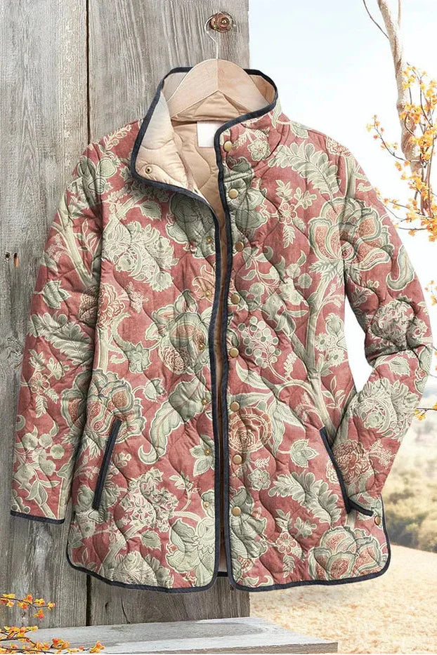 Veronica Dusky Pink Quilted Jacket with Ornamental Pattern - view 2
