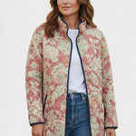 Veronica Dusky Pink Quilted Jacket with Ornamental Pattern