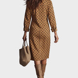 Daphne | Polka Dot Faux Leather Midi Dress