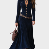 Margery | Faux Suede Maxi Dress with Belt