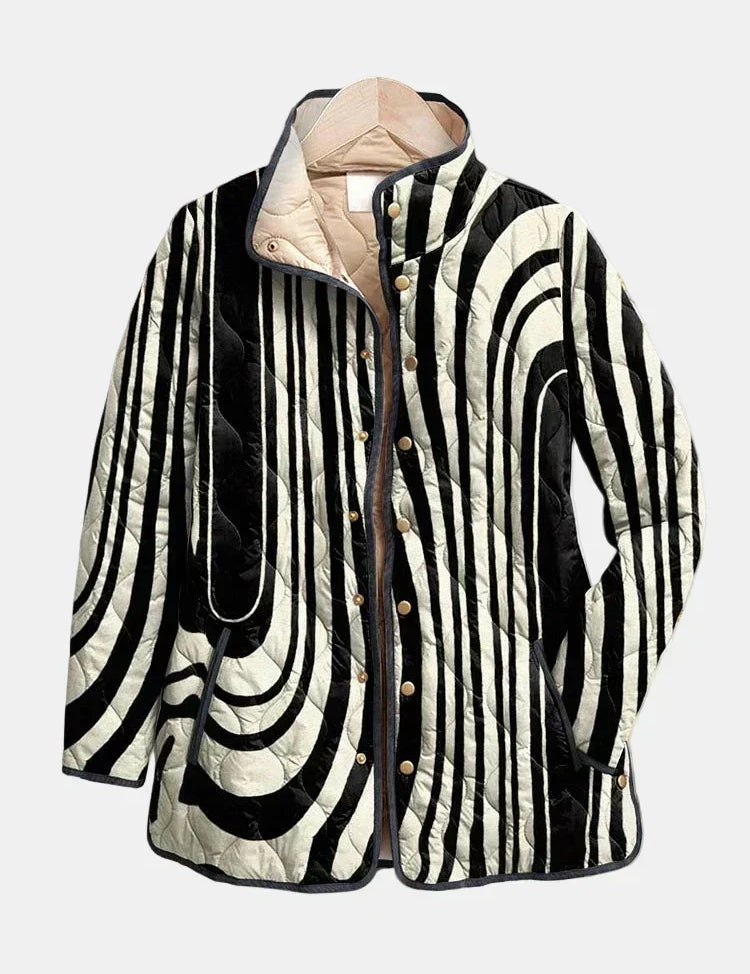 Soraya Casual Quilted Jacket with Abstract Geometric Design
