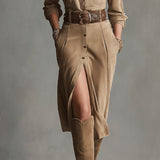 Agatha Brown Faux Suede Midi Dress - view 3