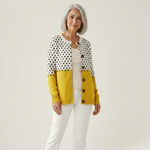 Alice Yellow Polka Dots Print Buttoned Cardigan