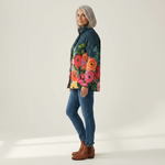 Audrey Vintage Floral Print Quilted Jacket - view 2