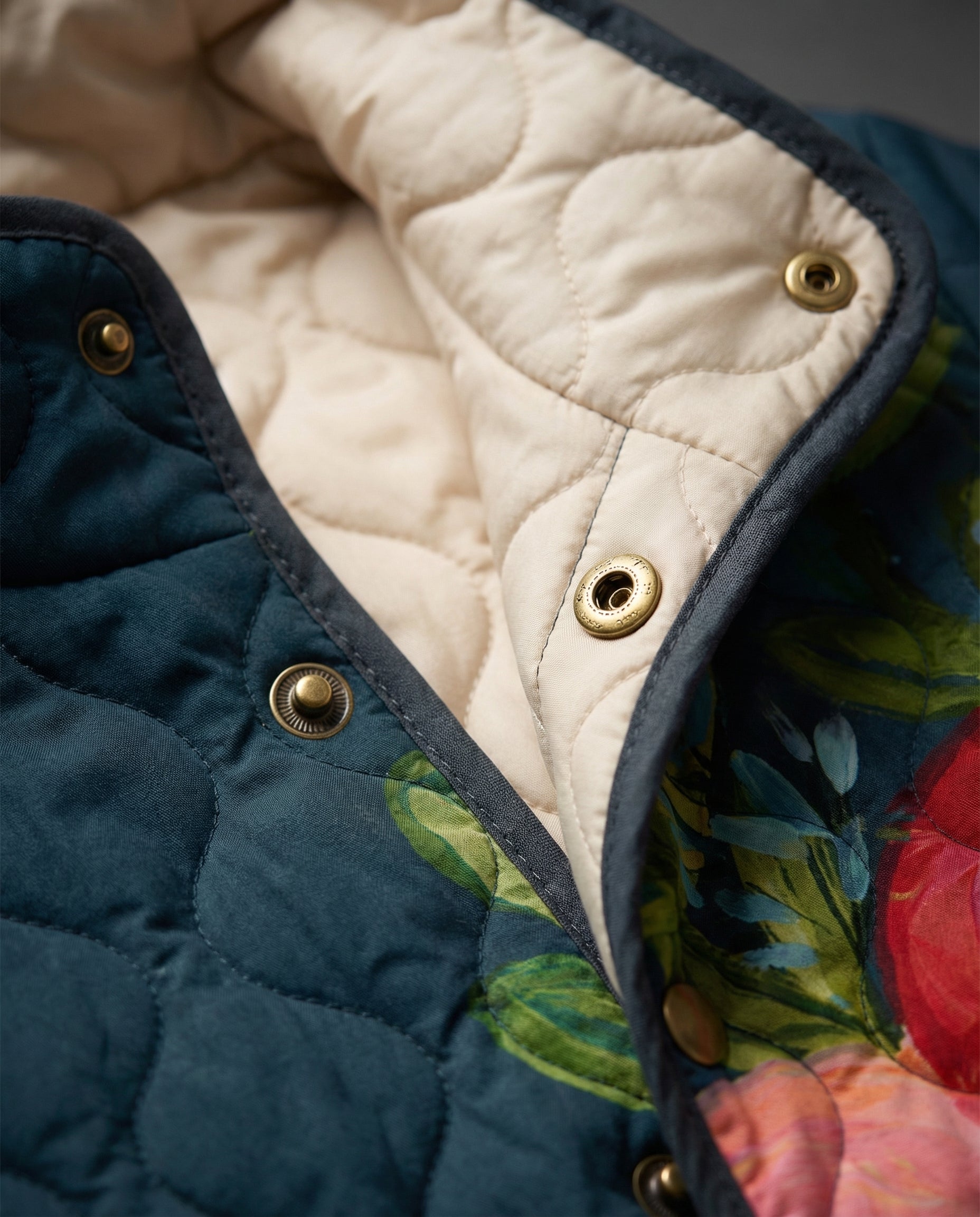 Audrey Vintage Floral Print Quilted Jacket - view 5