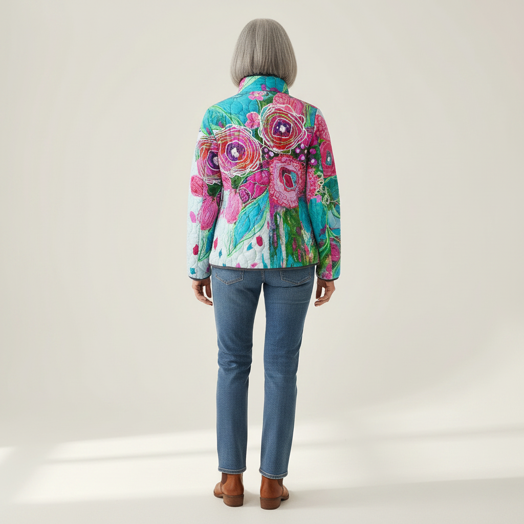 Aveline Quilted Jacket with Abstract Floral Pattern - view 3