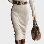 Averil Knitted Midi Dress with Belt and Roll Neck - view 3