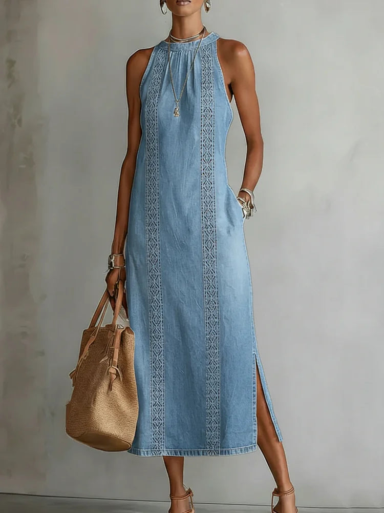 Tilly Retro Lace Denim Dress - view 3
