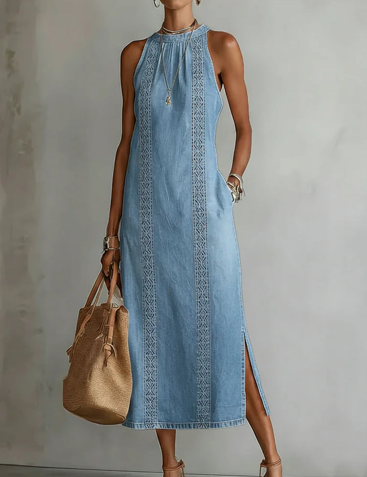 Tilly Retro Lace Denim Dress - view 3
