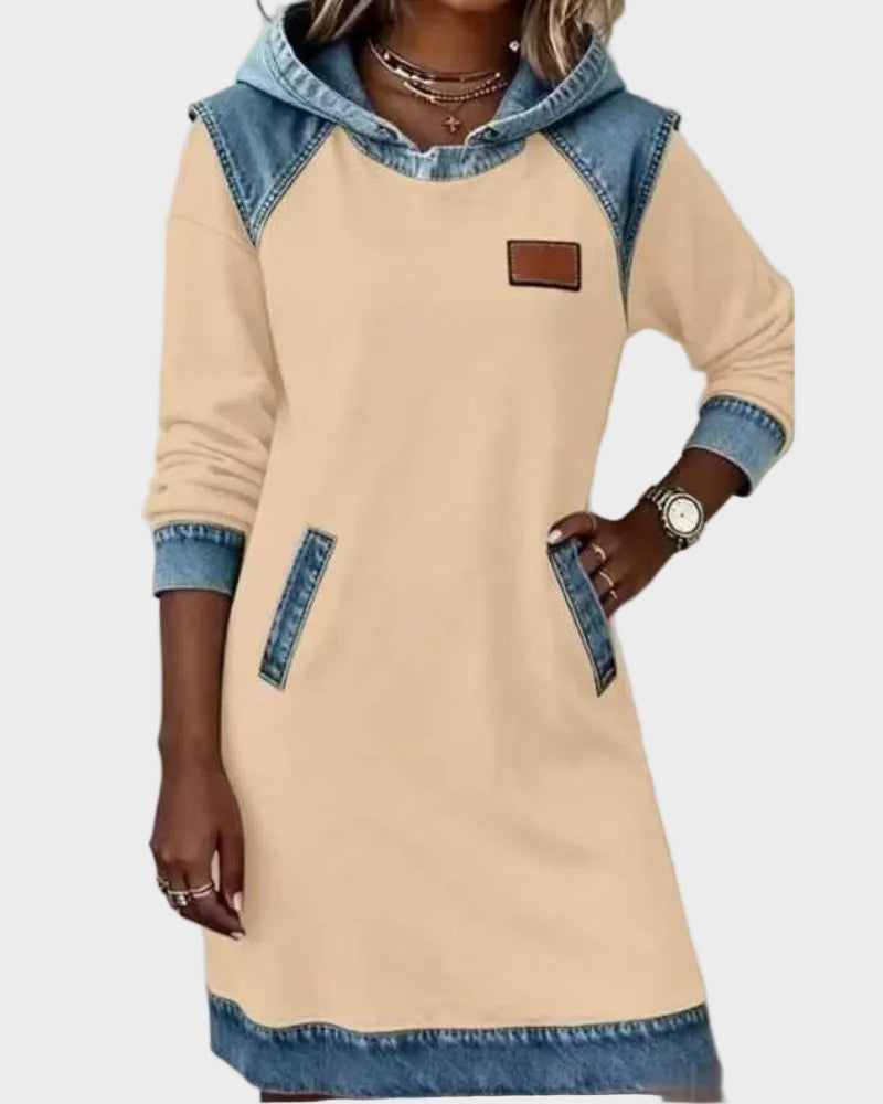 Barbara Denim-Look Hooded Sweat Dress - view 4