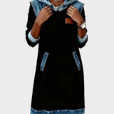Barbara Denim-Look Hooded Sweat Dress - view 6