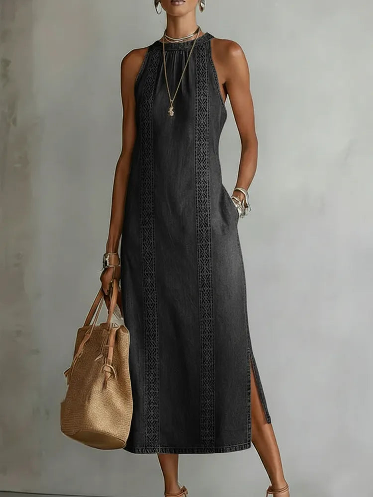 Tilly Retro Lace Denim Dress - view 7