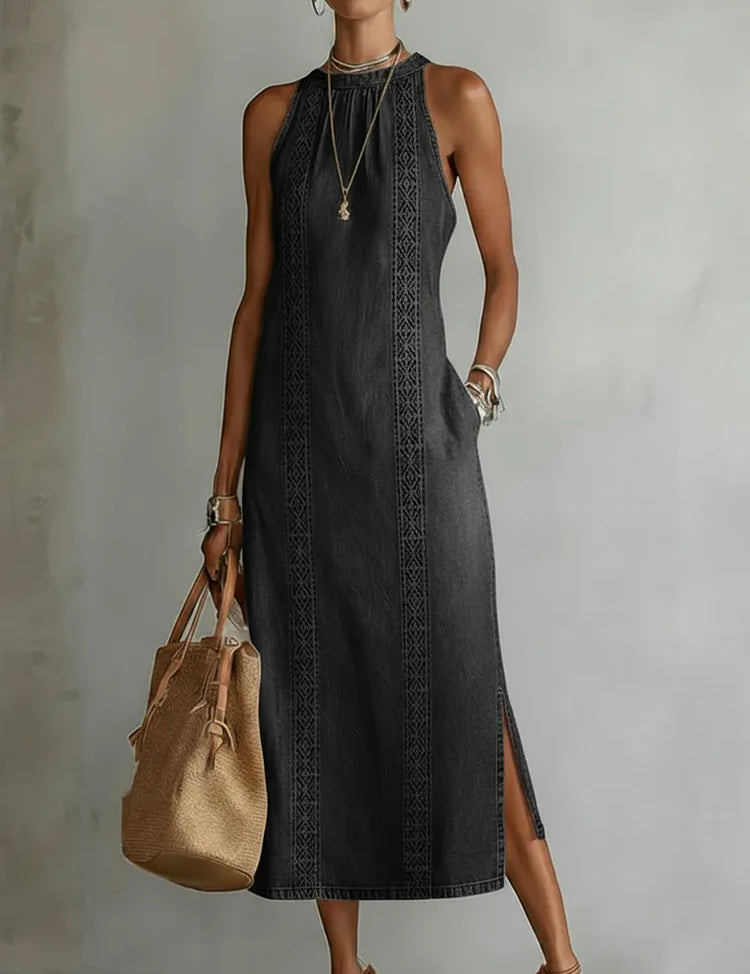 Tilly Retro Lace Denim Dress - view 7