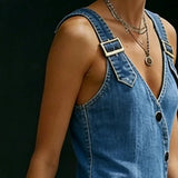 Niamh Long Button-Down Denim Dress - view 4