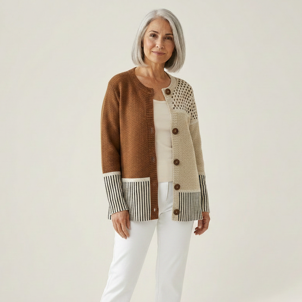 Carolyn Minimalist Abstract Polka Dots Print Buttoned Cardigan